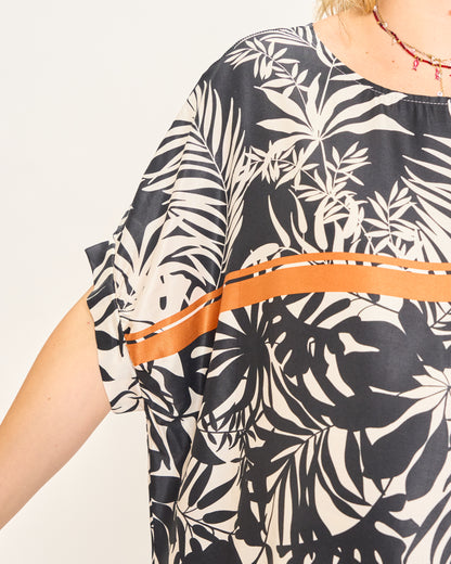Blusa in Viscosa Stampata con Manica Calata