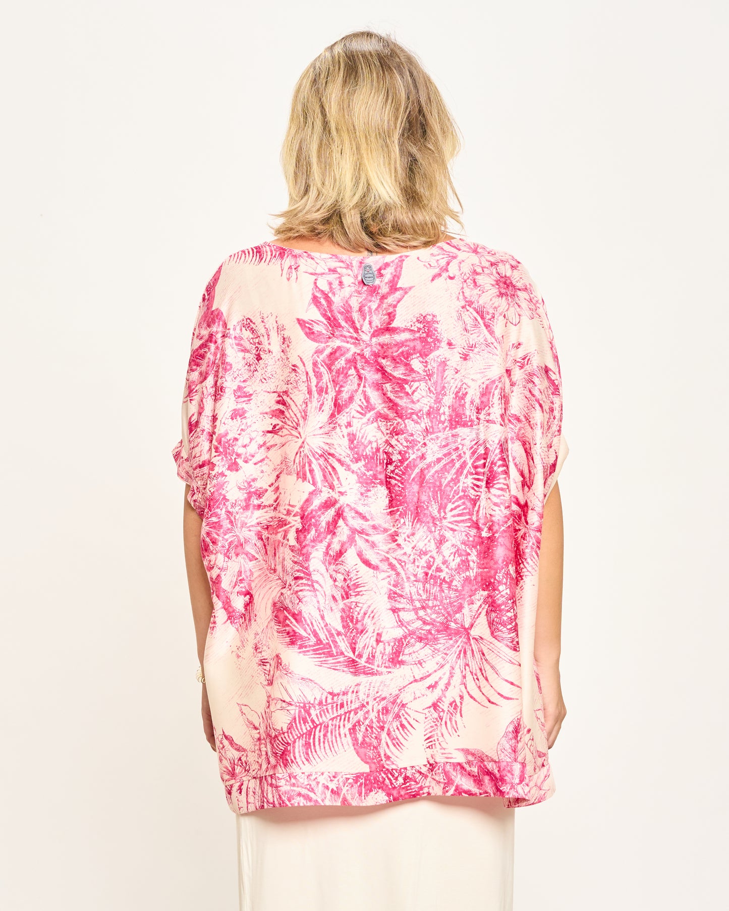 Blusa in Viscosa Stampata con Manica Calata