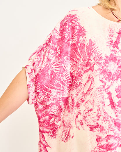 Blusa in Viscosa Stampata con Manica Calata