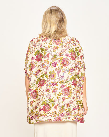 Blusa in Viscosa Stampata con Manica Calata