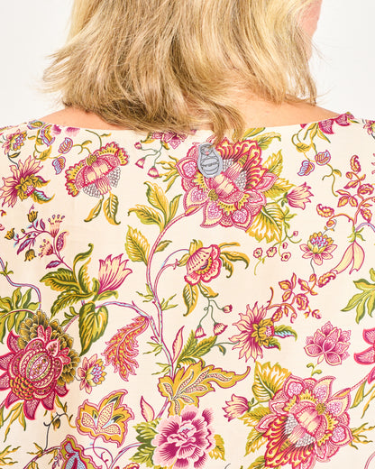 Blusa in Viscosa Stampata con Manica Calata