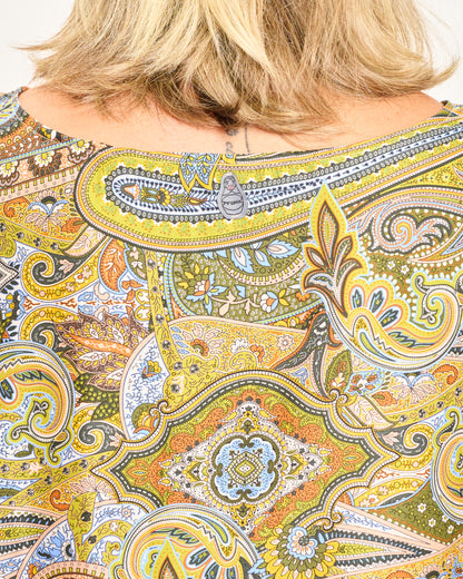 Blusa in Viscosa Stampata con Manica Calata