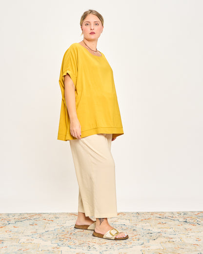 Linen Blend Dropped Shoulder Blouse