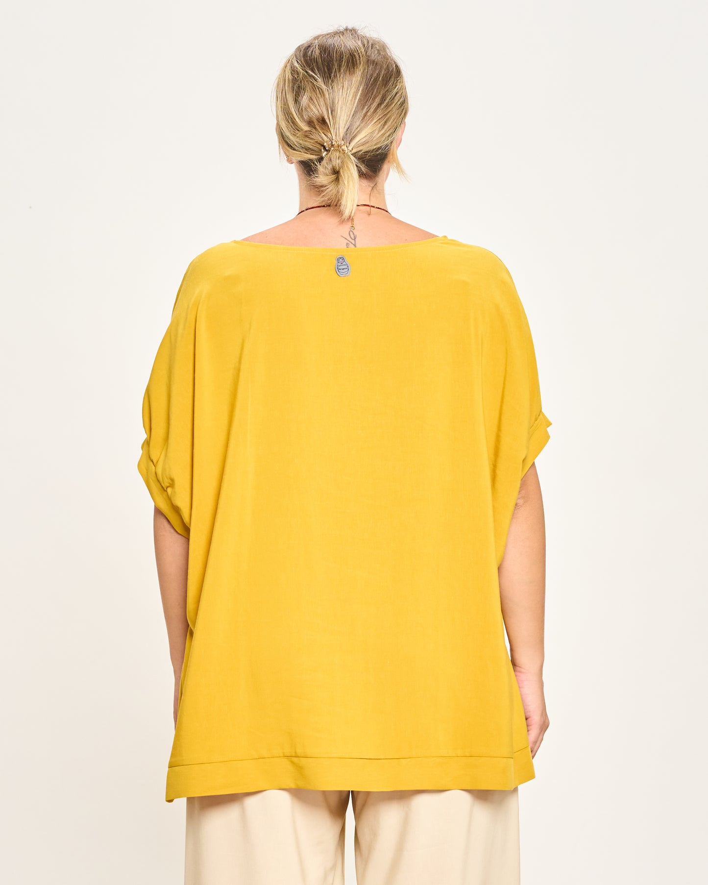 Linen Blend Dropped Shoulder Blouse