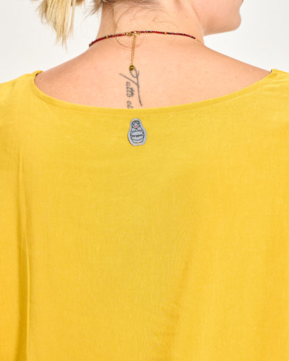Linen Blend Dropped Shoulder Blouse