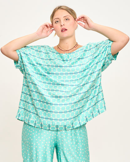 Printed Viscose Blouse with Dropped Sleeve