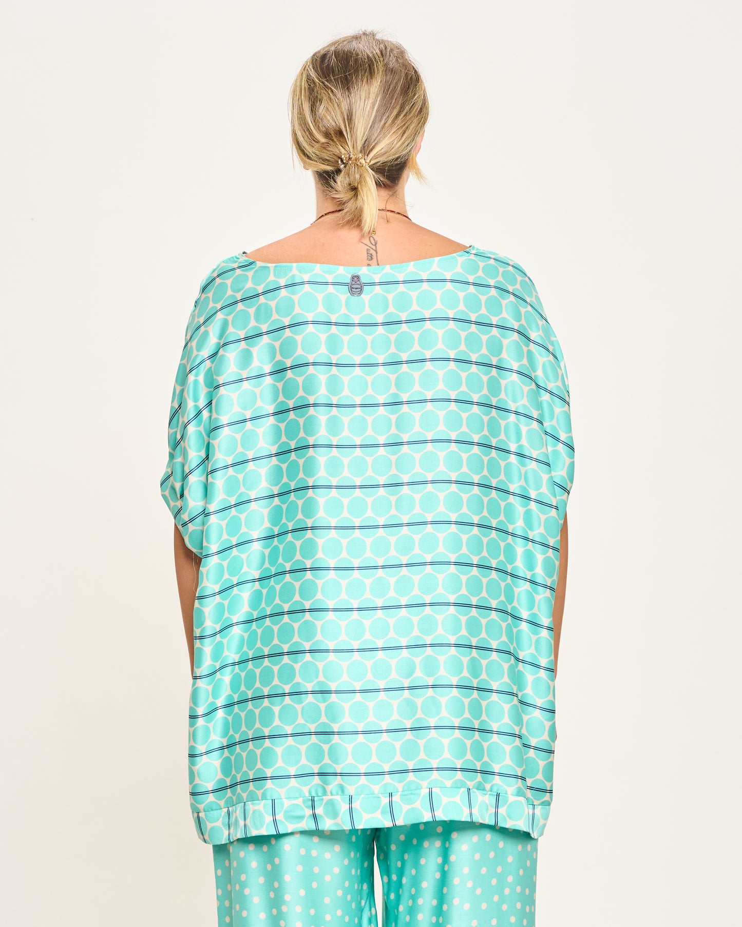 Printed Viscose Blouse with Dropped Sleeve