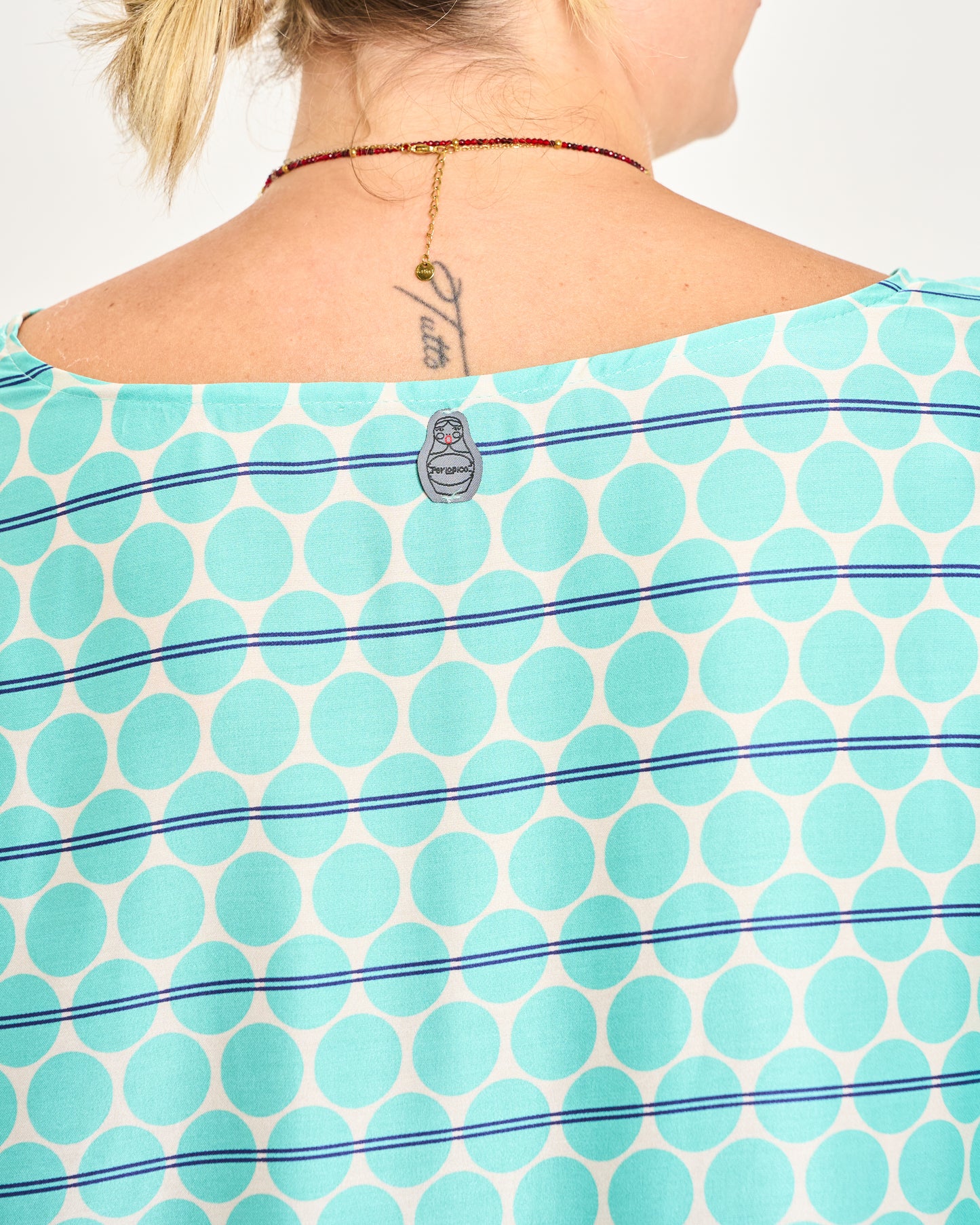 Printed Viscose Blouse with Dropped Sleeve