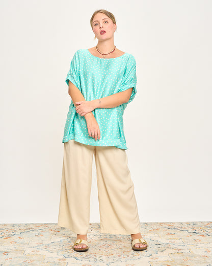 Printed Viscose Blouse with Dropped Sleeve