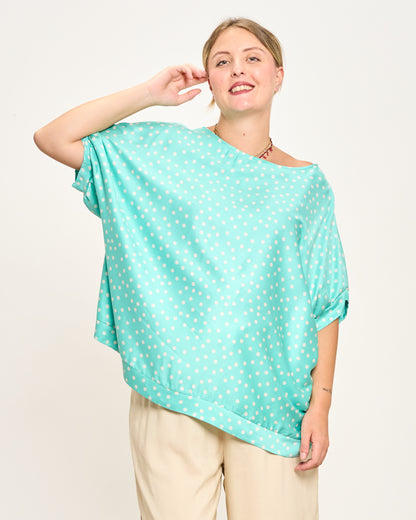 Printed Viscose Blouse with Dropped Sleeve