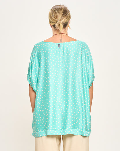 Printed Viscose Blouse with Dropped Sleeve