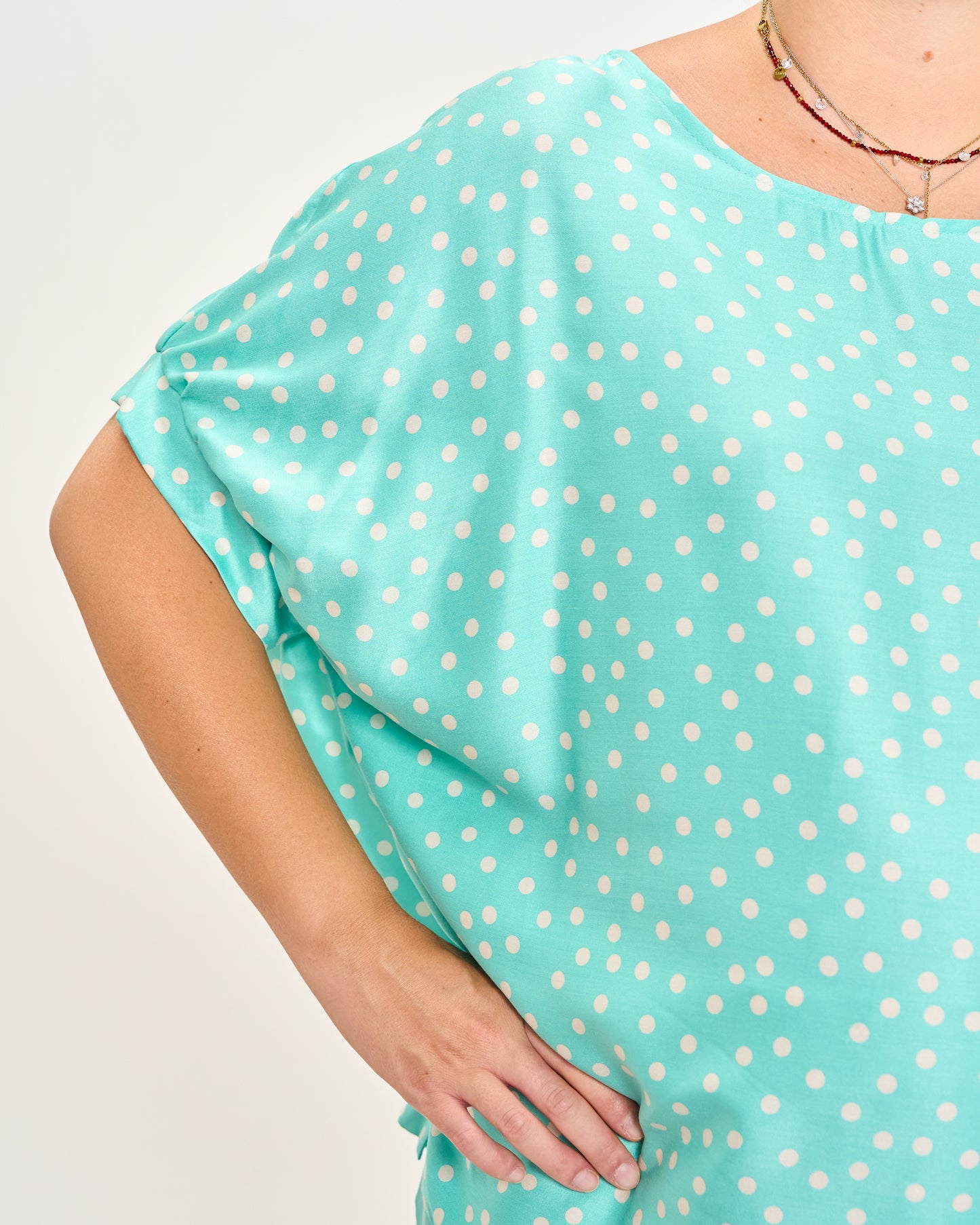 Printed Viscose Blouse with Dropped Sleeve