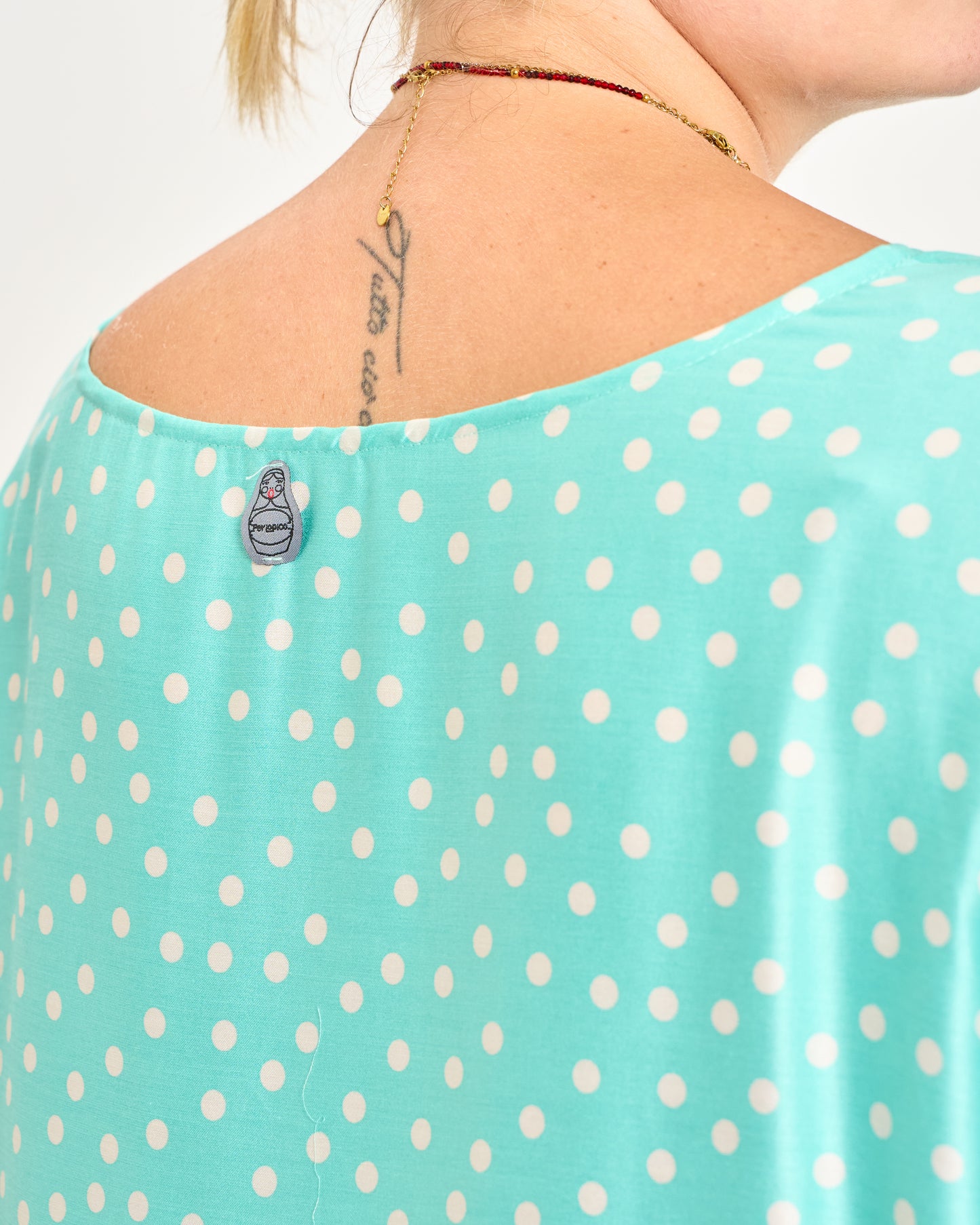 Printed Viscose Blouse with Dropped Sleeve