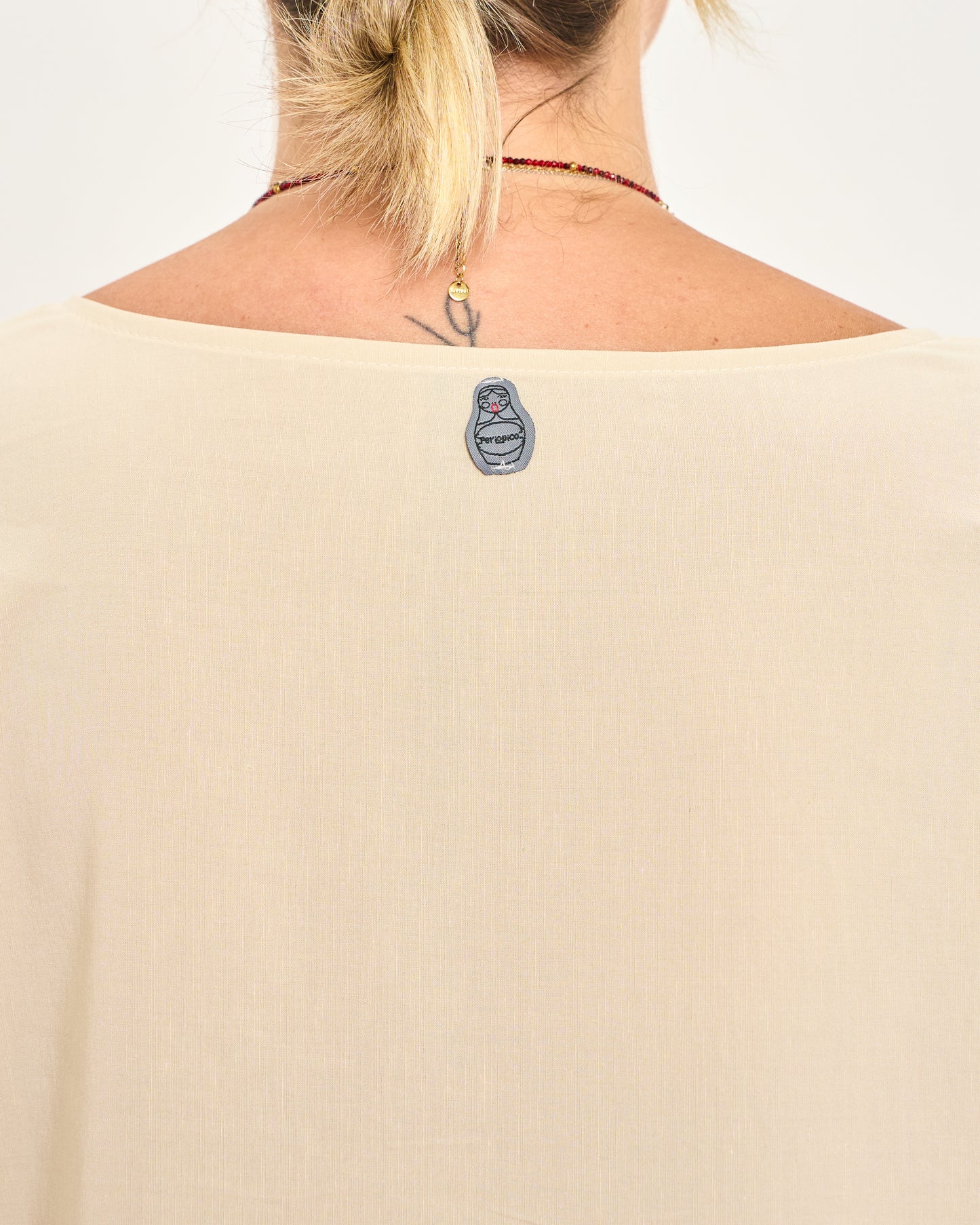 Linen Blend Dropped Shoulder Blouse