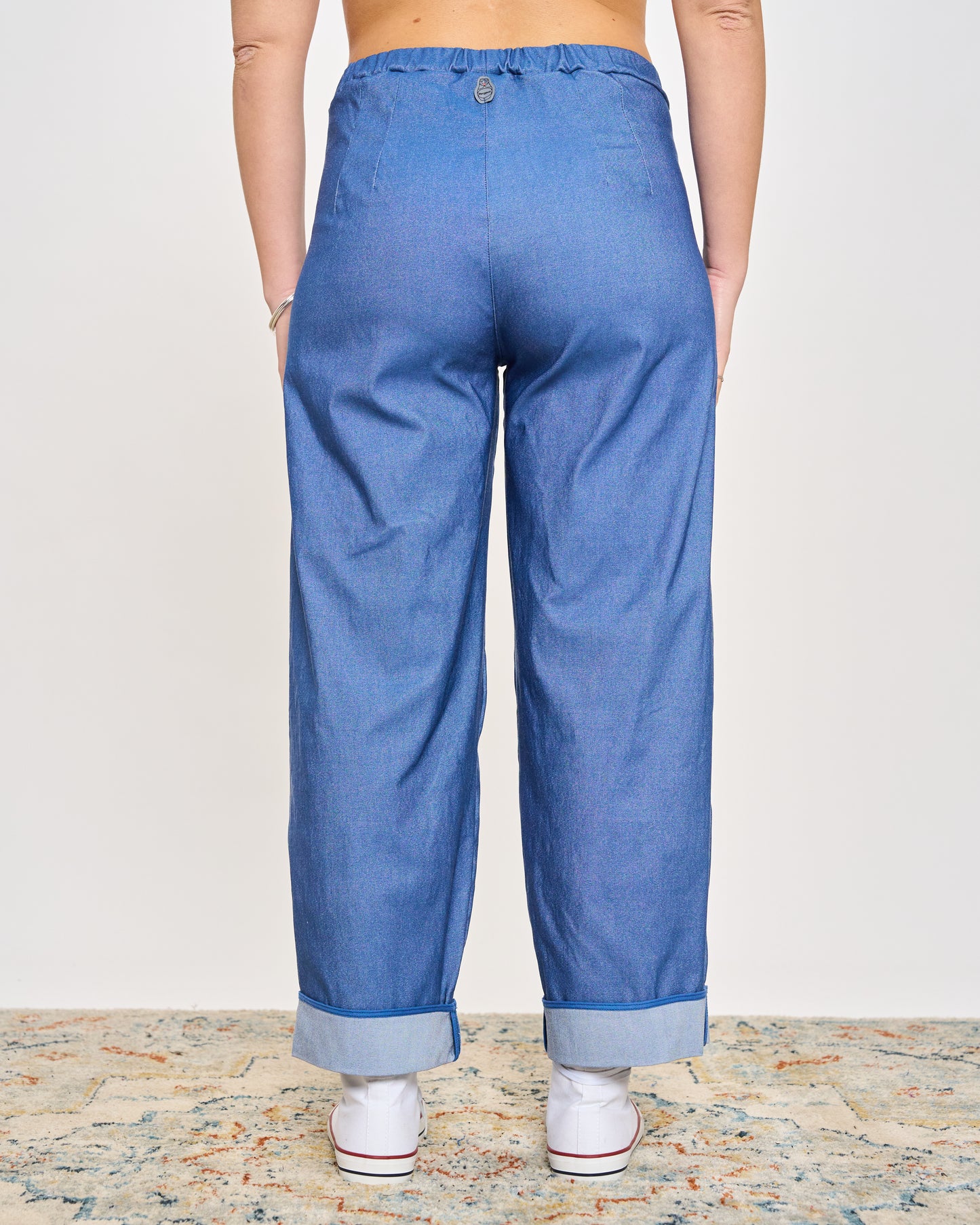 Stretch Denim Trousers with Edges