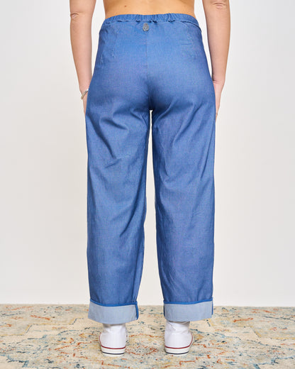 Stretch Denim Trousers with Edges