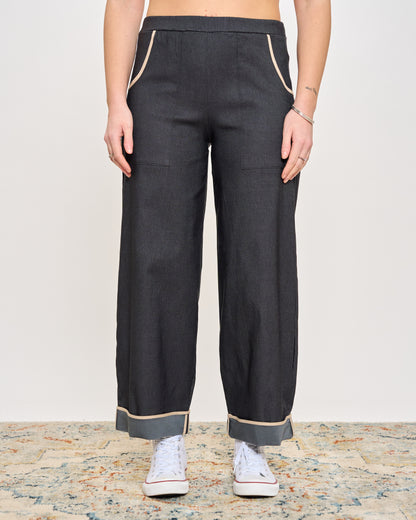 Stretch Denim Trousers with Edges