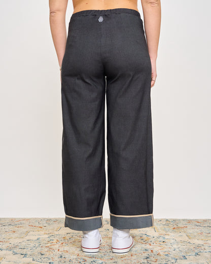 Stretch Denim Trousers with Edges