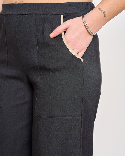 Stretch Denim Trousers with Edges