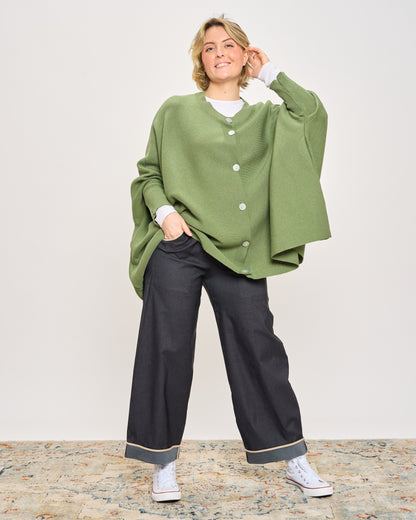 Stretch Denim Trousers with Edges