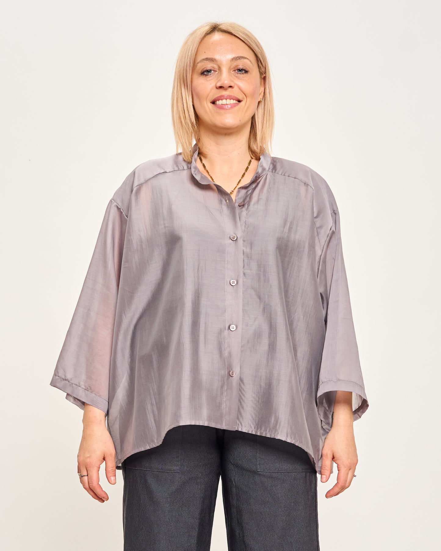 Camicia Over Corta In Cotone Leggero