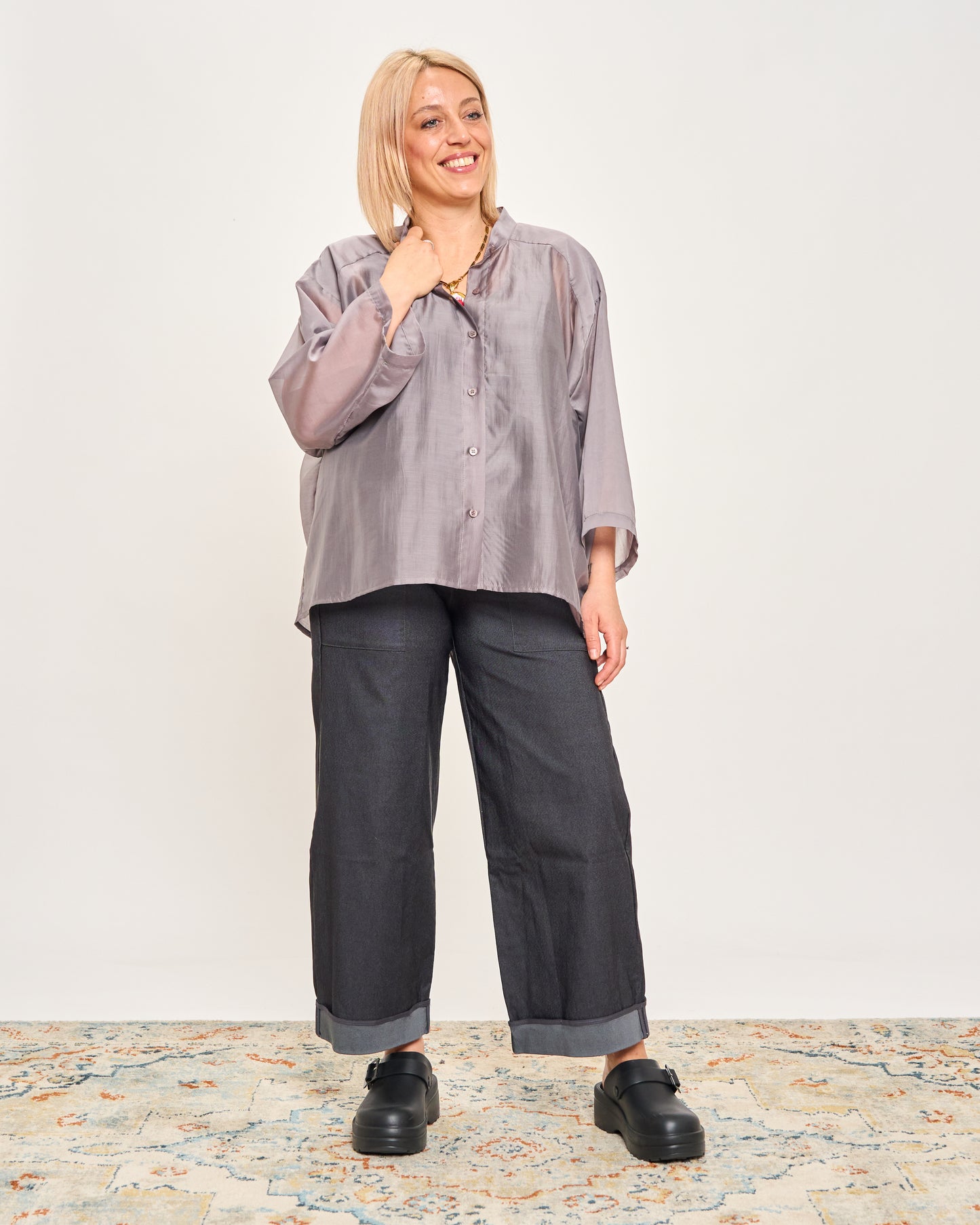 Camicia Over Corta In Cotone Leggero