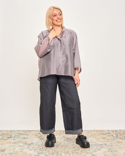 Camicia Over Corta In Cotone Leggero