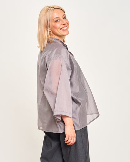 Camicia Over Corta In Cotone Leggero