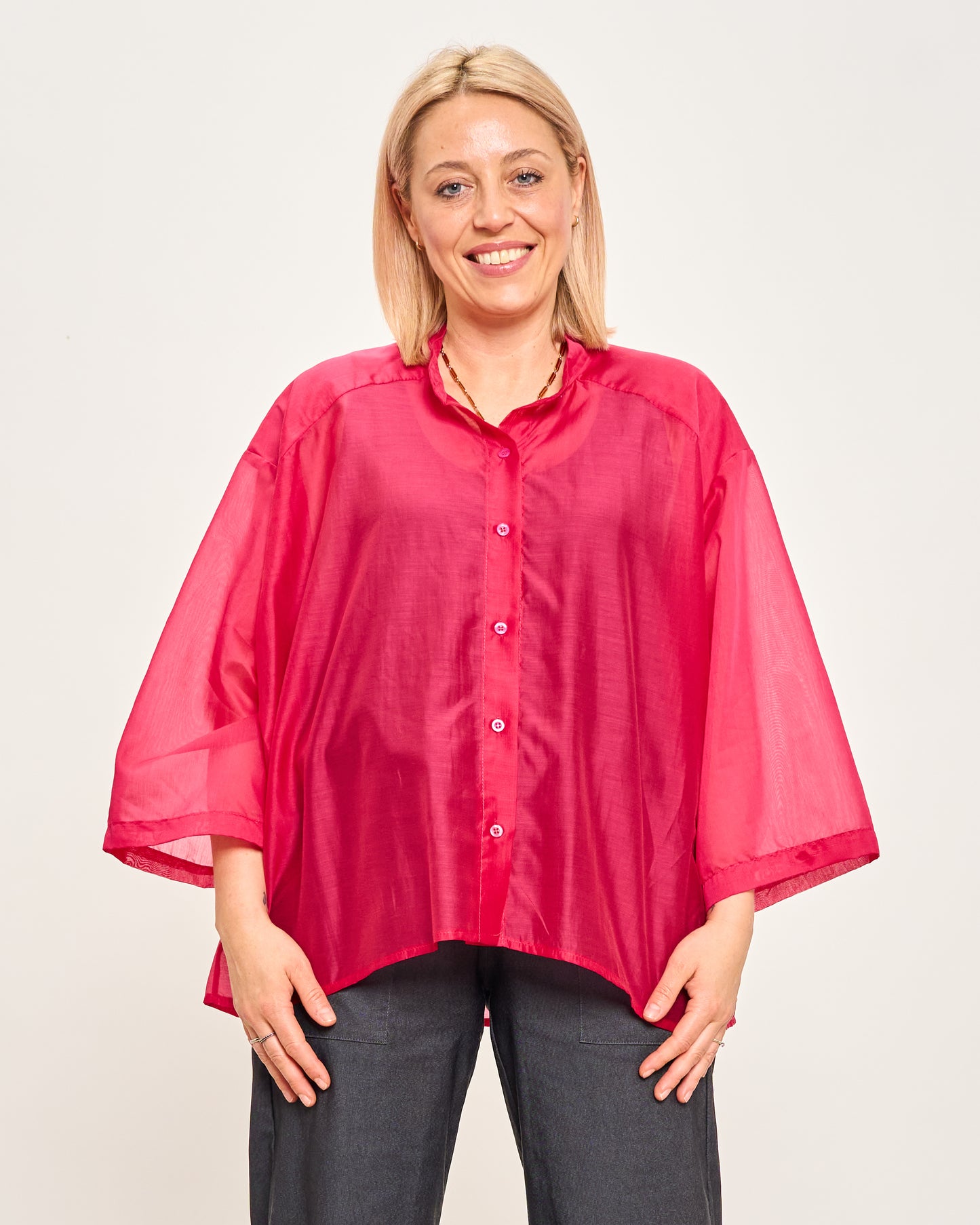 Camicia Over Corta In Cotone Leggero