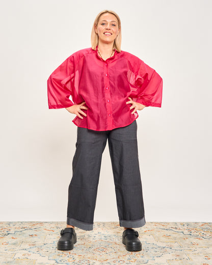 Camicia Over Corta In Cotone Leggero