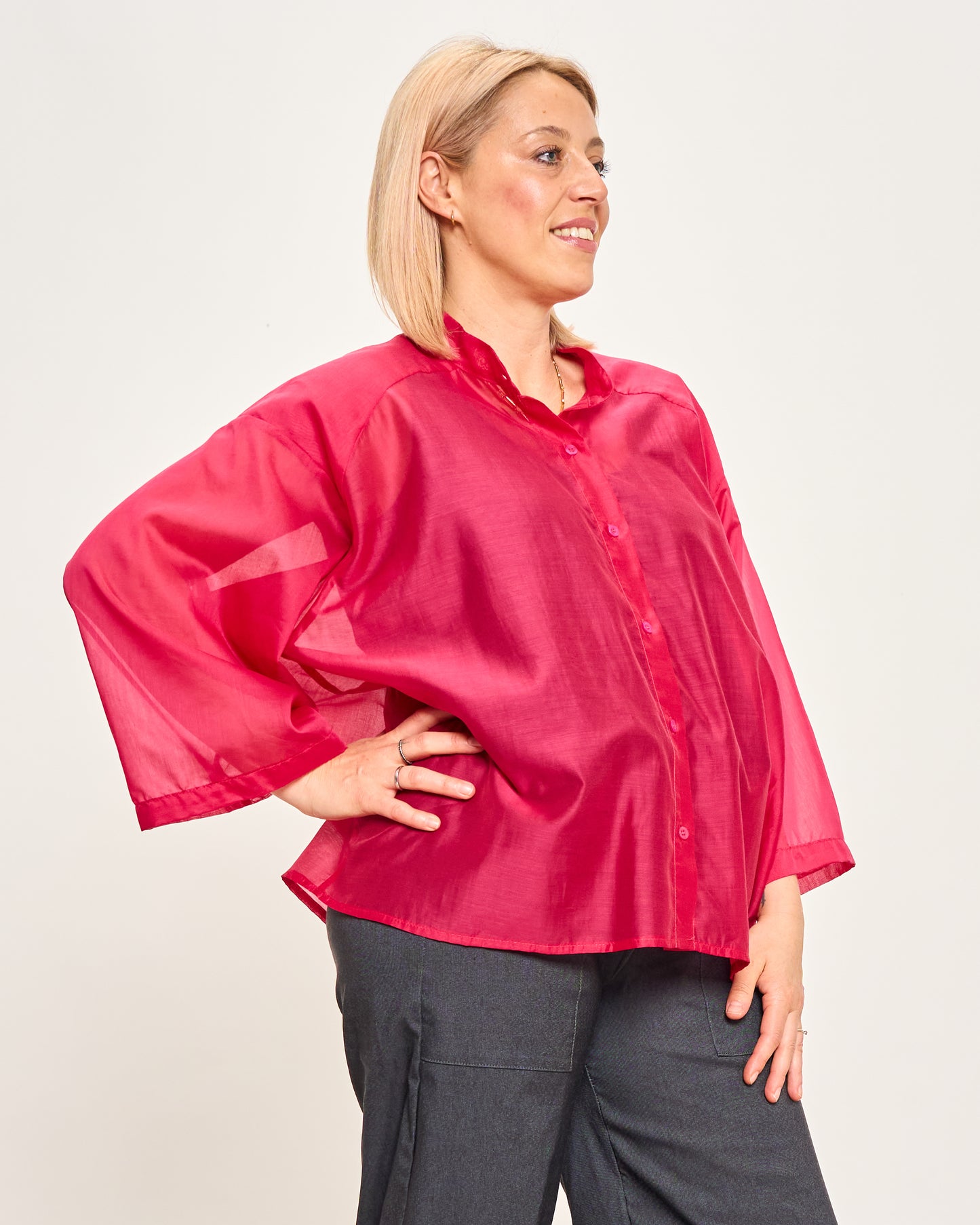Camicia Over Corta In Cotone Leggero