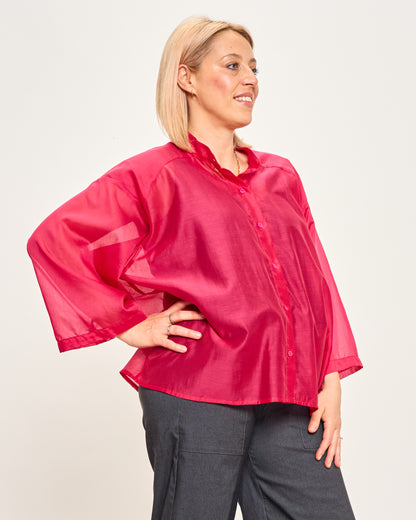 Camicia Over Corta In Cotone Leggero