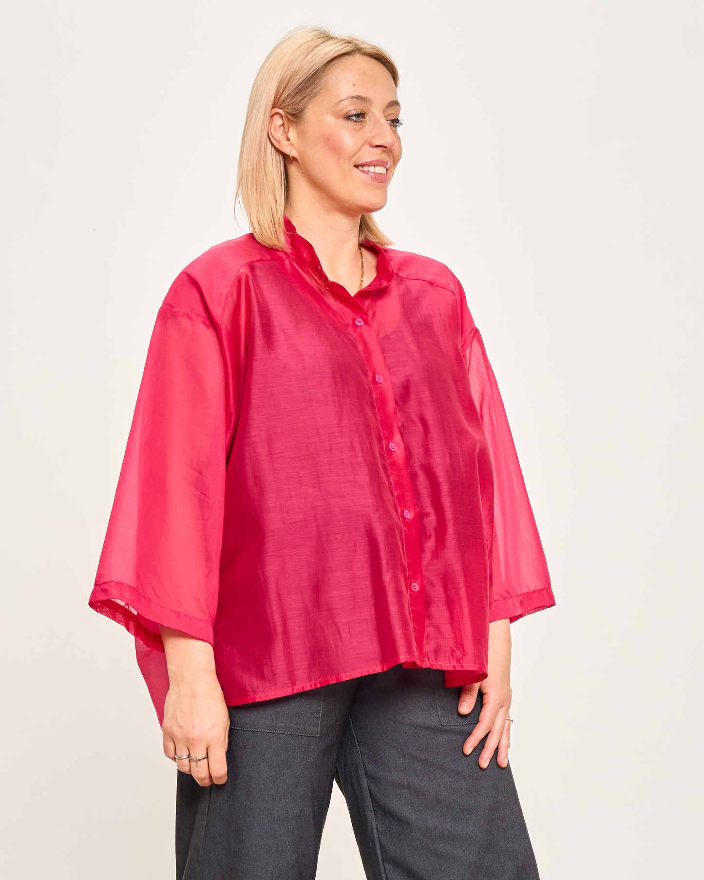 Camicia Over Corta In Cotone Leggero
