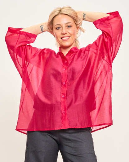 Camicia Over Corta In Cotone Leggero