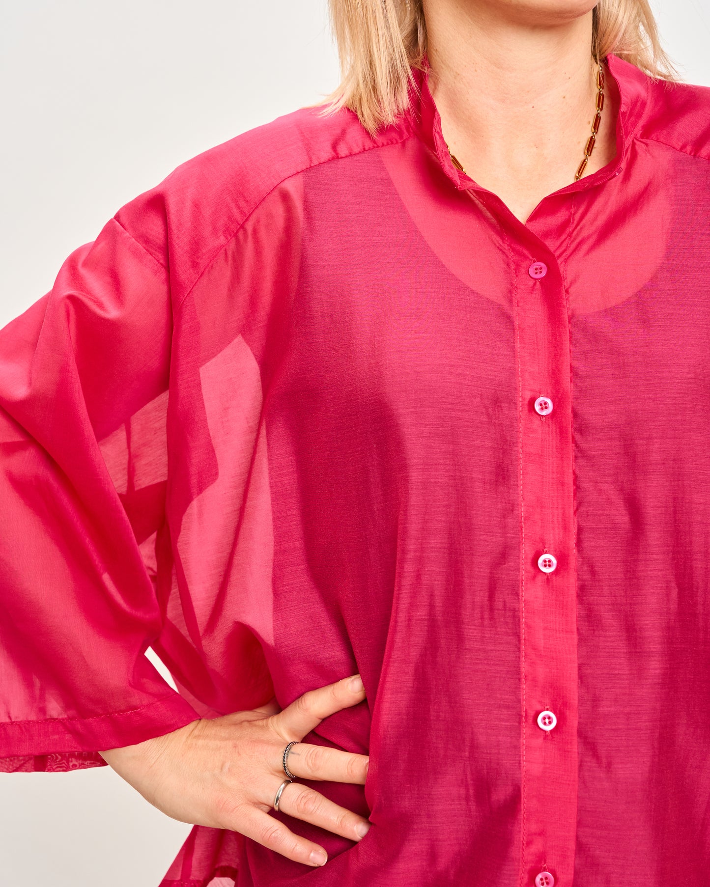 Camicia Over Corta In Cotone Leggero