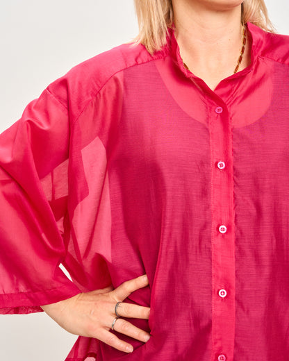 Camicia Over Corta In Cotone Leggero