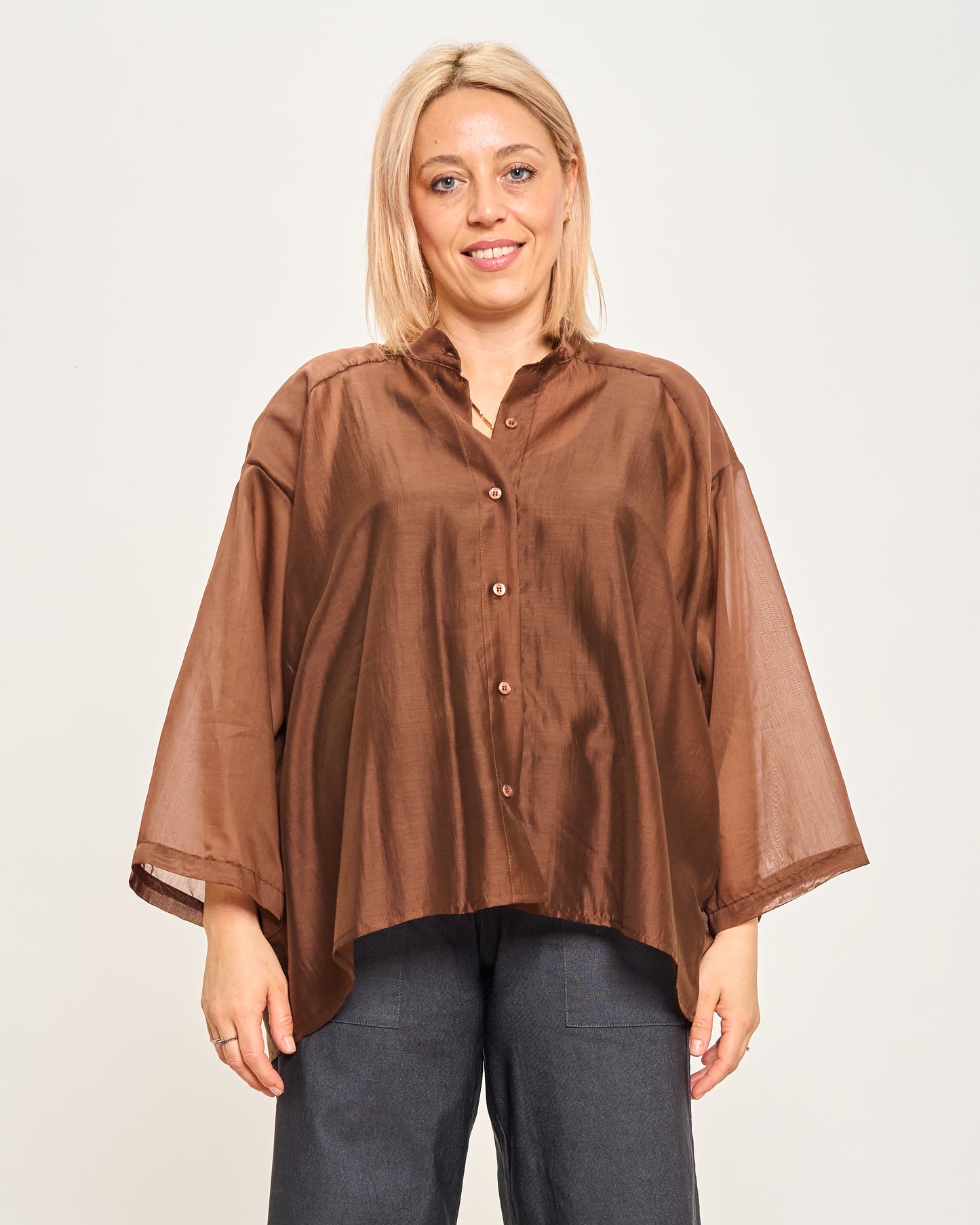 Camicia Over Corta In Cotone Leggero