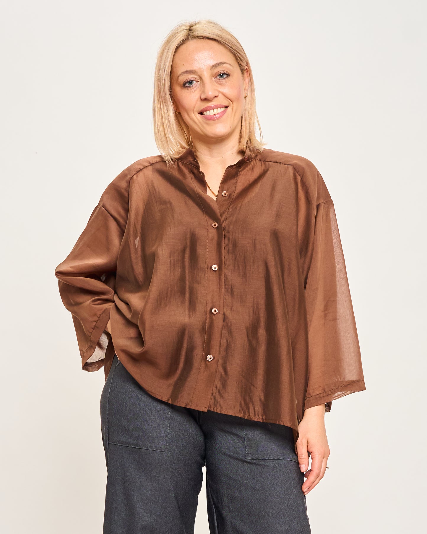 Camicia Over Corta In Cotone Leggero