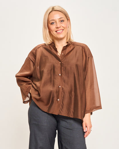 Camicia Over Corta In Cotone Leggero
