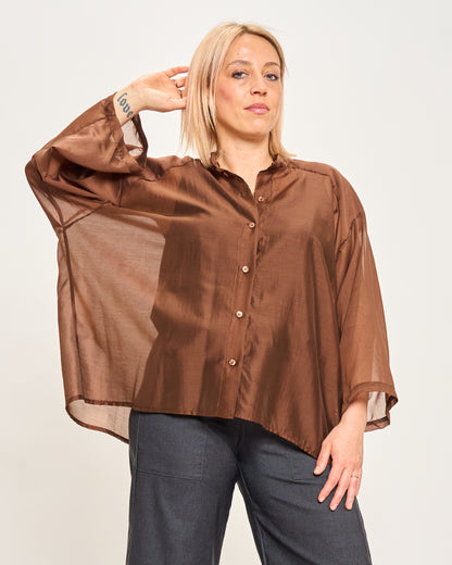 Camicia Over Corta In Cotone Leggero