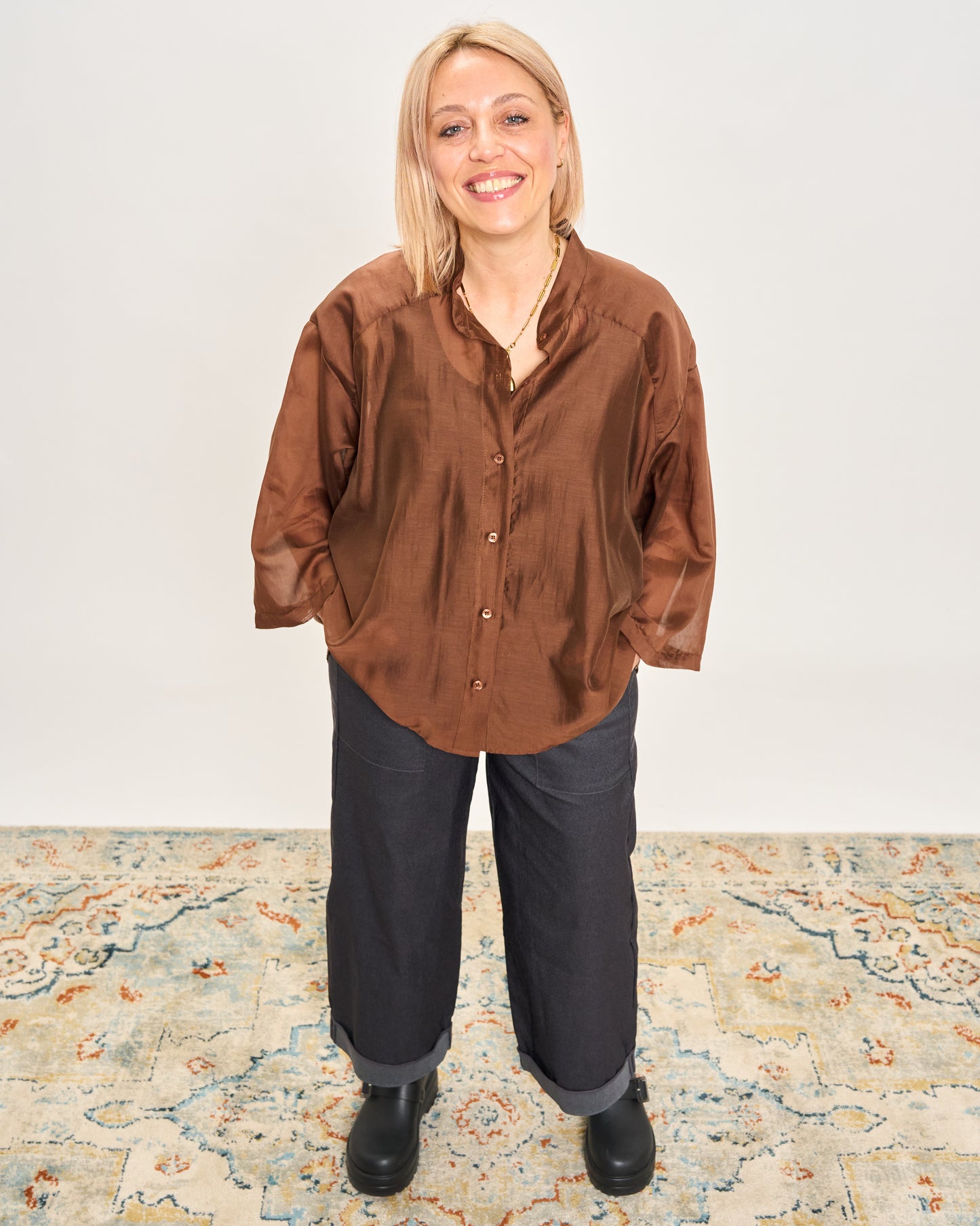 Camicia Over Corta In Cotone Leggero