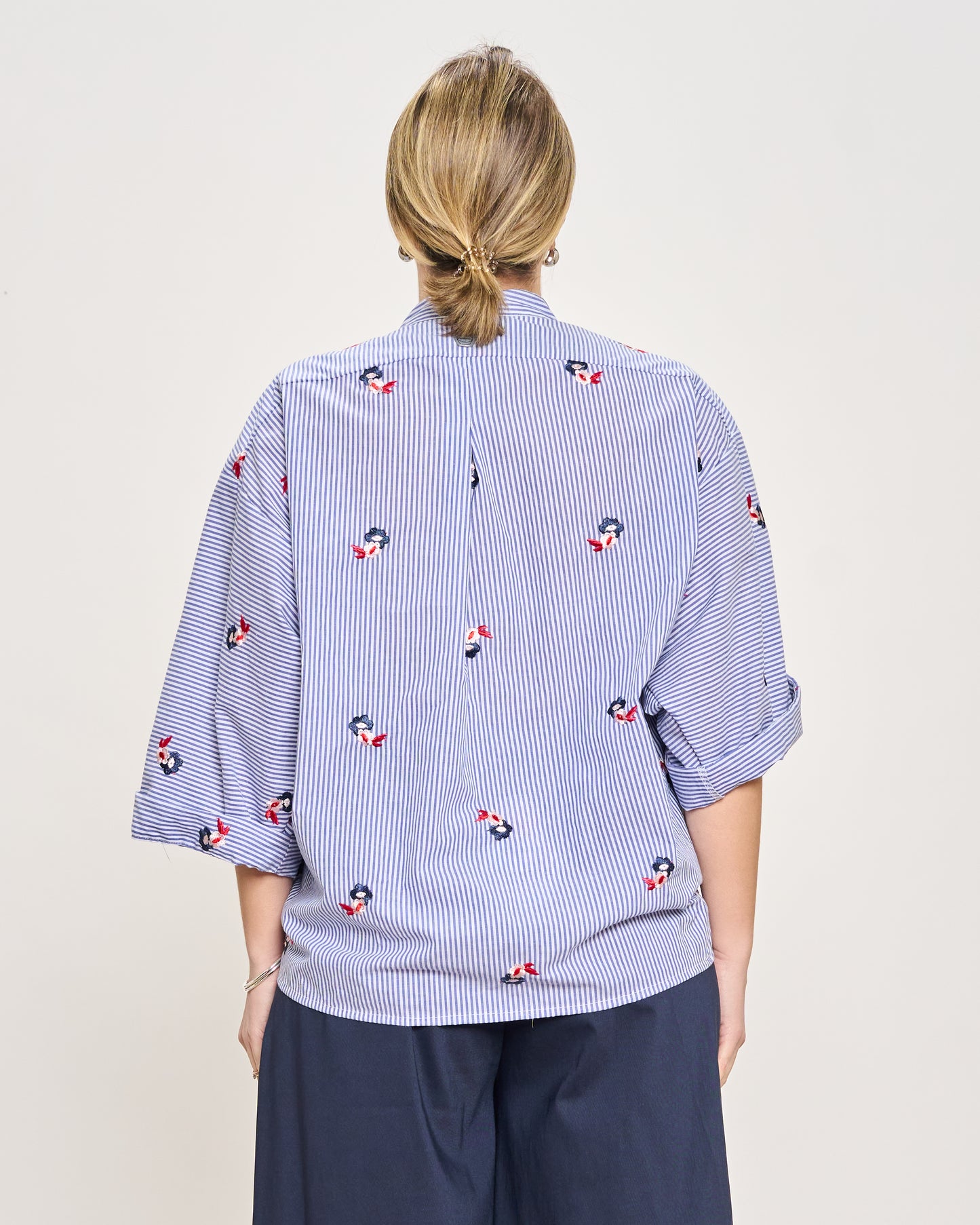 Short Oversized Shirt with Embroidery