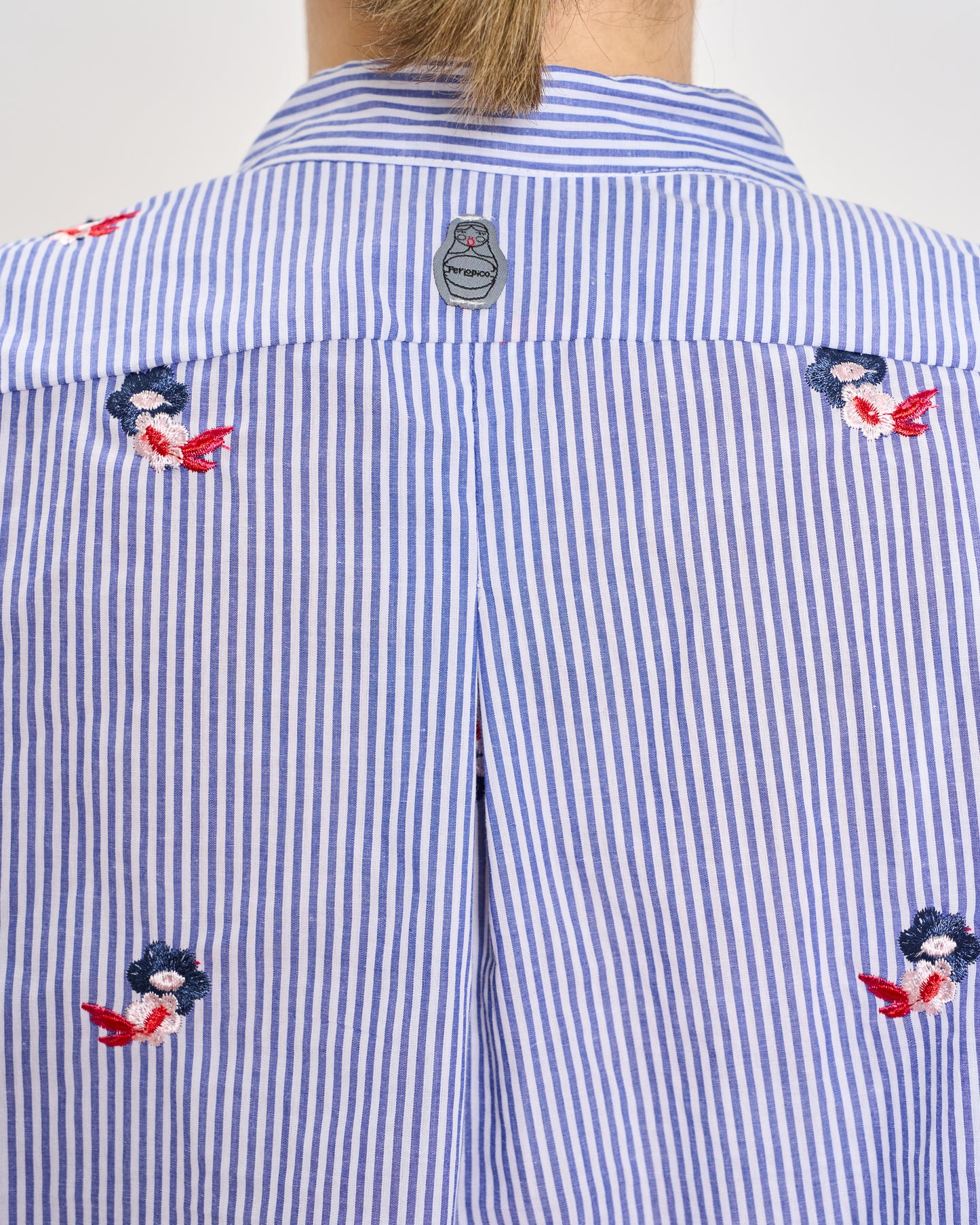 Short Oversized Shirt with Embroidery