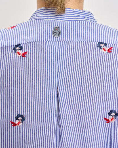 Short Oversized Shirt with Embroidery