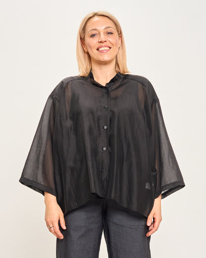 Camicia Over Corta In Cotone Leggero