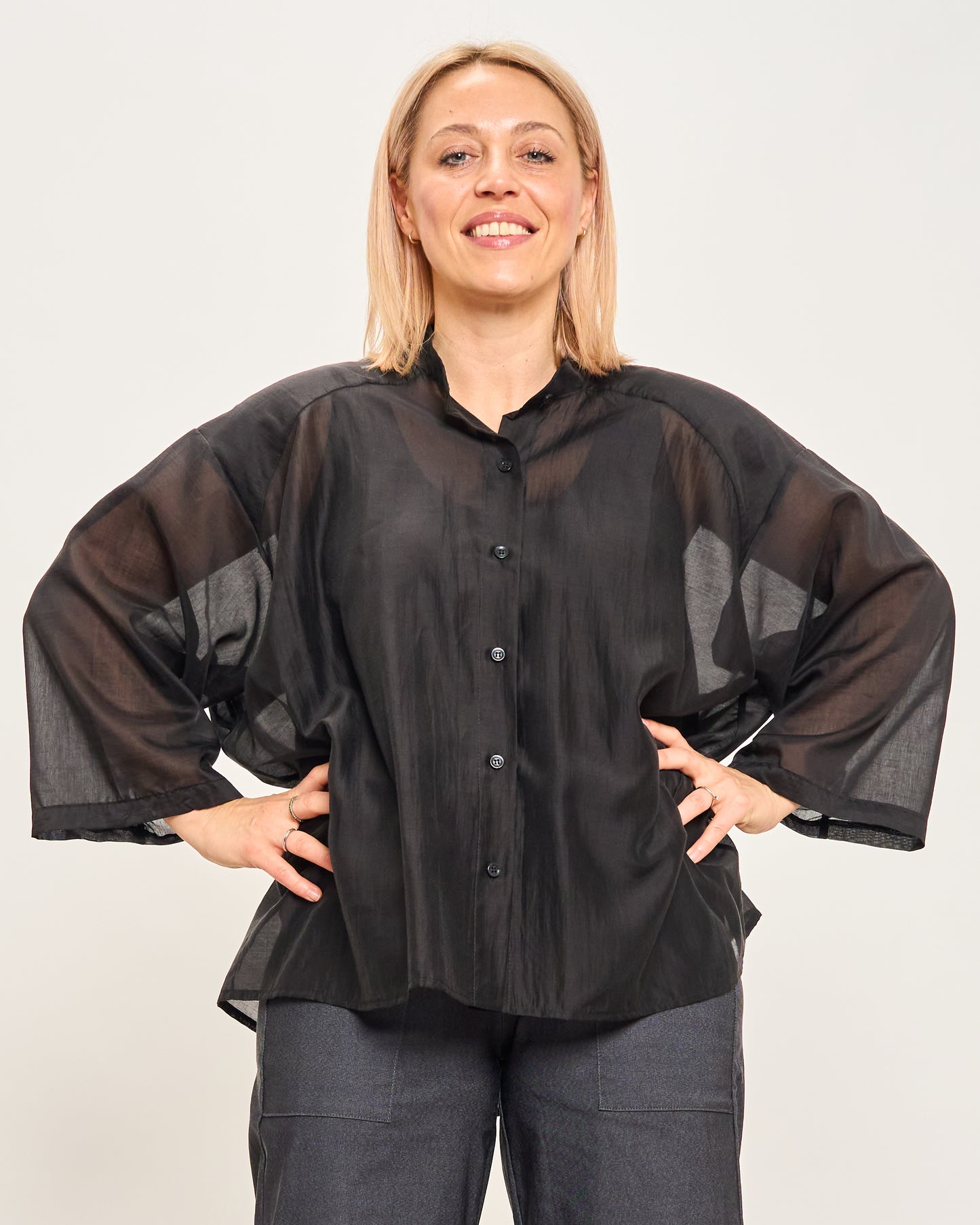 Camicia Over Corta In Cotone Leggero