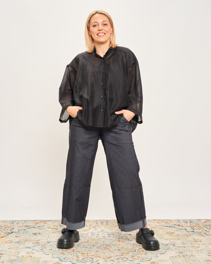 Camicia Over Corta In Cotone Leggero