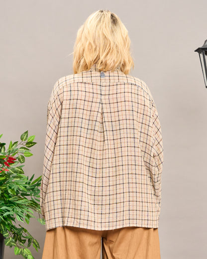 Oversized Cropped Plaid Shirt