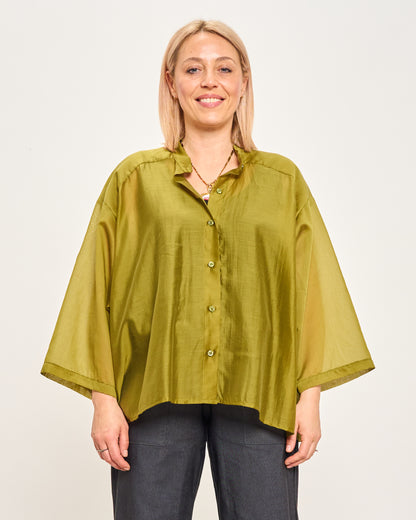 Camicia Over Corta In Cotone Leggero