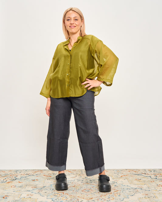 Camicia Over Corta In Cotone Leggero